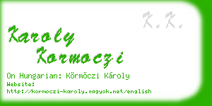karoly kormoczi business card